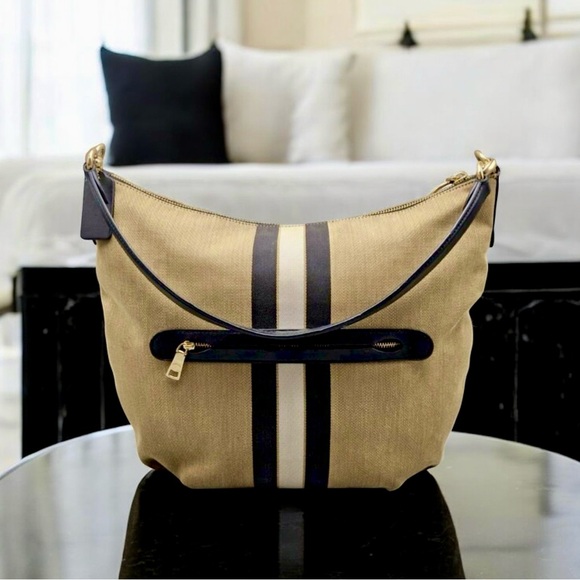 Coach Skylar Hobo Taupe/Black Varsity Stripe - Picture 2 of 8